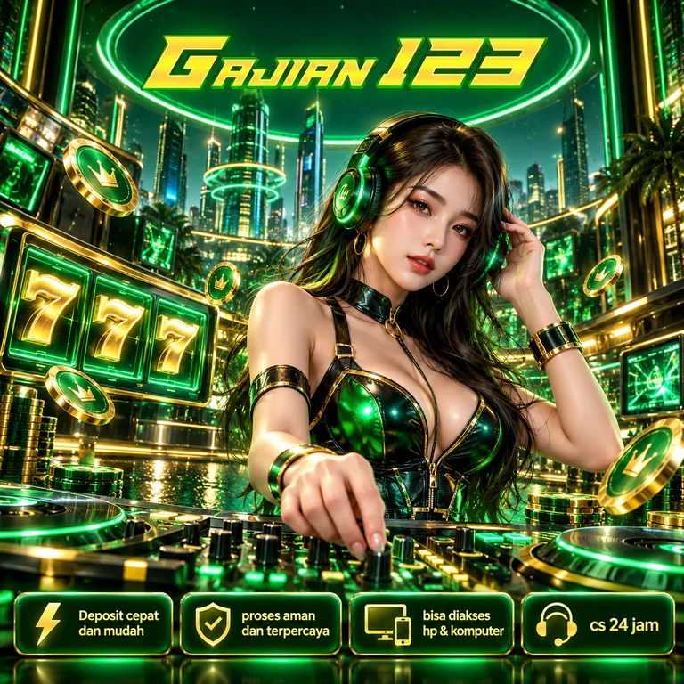 Ilustrasi DJ dan kota futuristis GAJIAN123